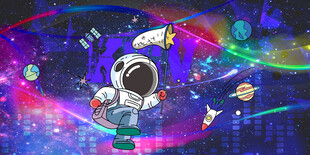 卡通宇航员背景墙