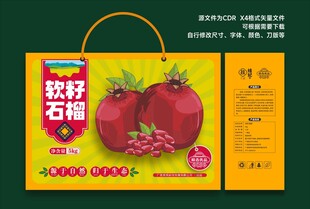 软籽石榴礼盒包装插画设计
