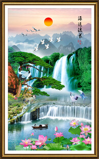 源远流长瀑布山水画