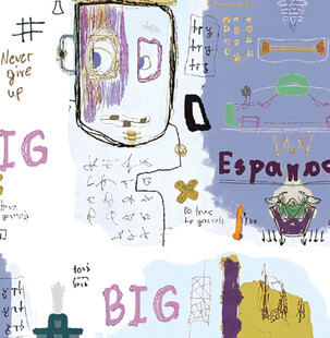 手绘风格多彩字母图案设计