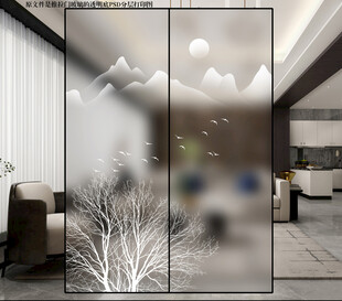 高清分层透明底推拉门打印图