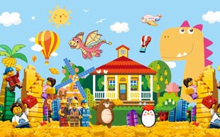 卡通乐园乐高背景墙图片