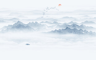 新中式山水背景墙