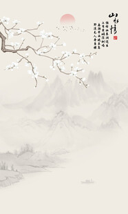 新中式玉兰花鸟画背景墙壁画