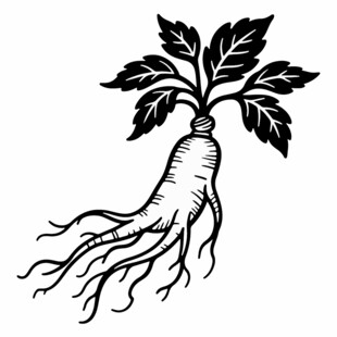 人参黑色线稿图