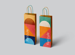 多彩手提袋样机购物袋效果展示