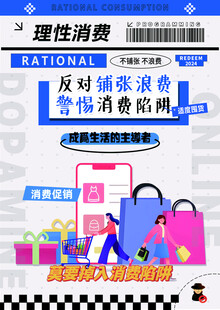 理性消费宣传插画场景