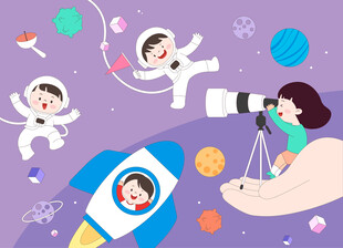 儿童宇航员宇宙飞船太空空间探索