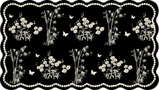 黑色底花卉图案布料