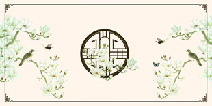 中式花鸟窗棂装饰图案