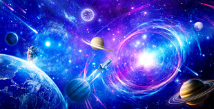 梦幻宇宙空间太空星球星空背景墙