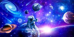 宇宙星空太空宇航员星球流星背景