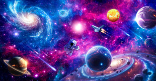 梦幻宇宙螺旋星云外太空星球背景