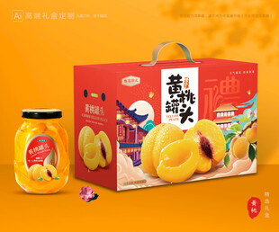 黄桃罐头包装 桃子礼盒