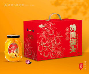 黄桃罐头包装 桃子礼盒
