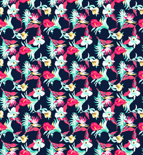 多彩花卉图案布料纹理