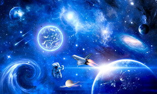 太空宇航员星球火箭宇宙星云背景
