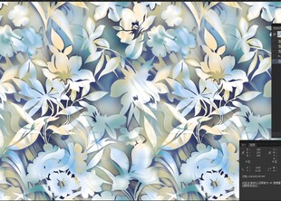 蓝白花卉图案布料纹理