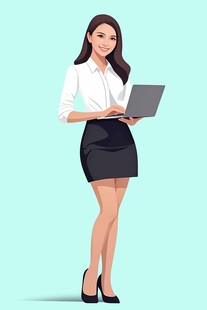 手绘扁平风格办公室职场女性