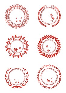 矢量圆形装饰花纹图案橄榄枝花朵