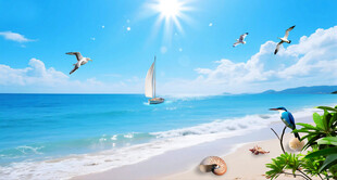 大海沙滩海岸线