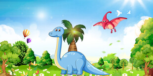 卡通恐龙儿童房背景