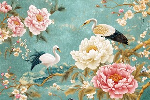 仙鹤图花鸟图素材-仙鹤图花鸟图图片-仙鹤图花鸟图设计模板-昵图网