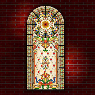 复古彩色玻璃拱形窗