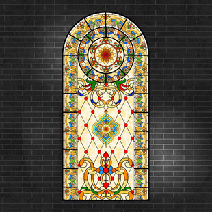 欧式窗户彩色风格玻璃图案