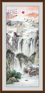 旭日东升山水画