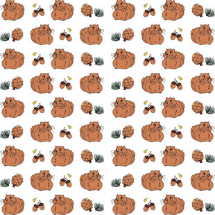 松鼠无缝图案设计 矢量图