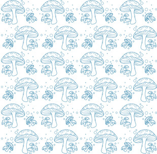 蓝色蘑菇图案背景纹理 矢量图