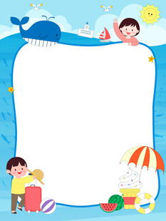 推行李箱去旅游海洋探险冰淇淋