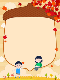 秋季户外探险玩耍枫树叶掉落边框