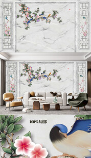 中式花鸟背景墙客背景墙