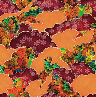 多彩花卉拼接图案背景