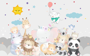 卡通动物背景墙