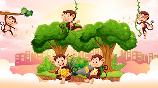 卡通猴子背景墙