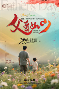 父爱如山父子漫步花海间海报