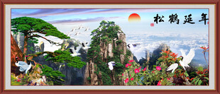 迎客松松鹤延年