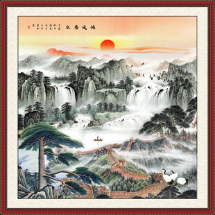 正方形长城国画