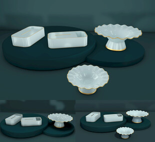 精美果盘  餐巾纸盒建模效果图