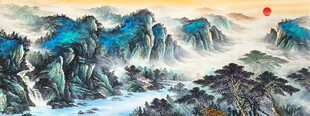 迎客松国画山水