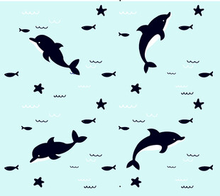 海豚海星海洋图案背景