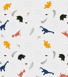 可爱恐龙与树叶图案背景