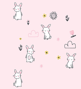 可爱兔子粉色背景图案