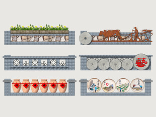 乡村矮墙小品