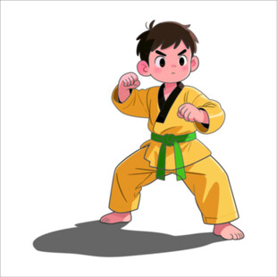 练跆拳道的小男孩