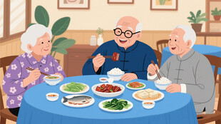 老人聚餐享丰盛美食