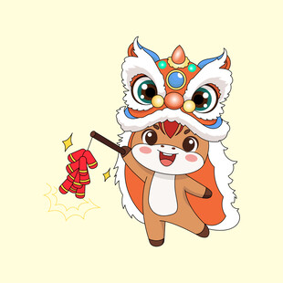 萌态小马舞狮闹新春